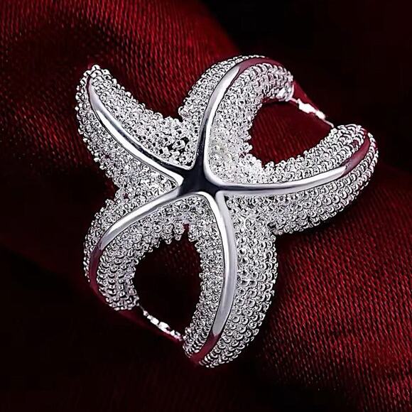 Sterling Silver Starfish Statement Ring - Picture 2 of 5